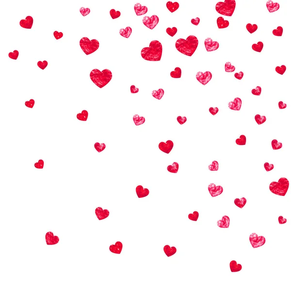 Valentine bakgrund med rosa glitter hjärtan. Den 14 februari. Vektor konfetti för alla hjärtans bakgrund mall. Grunge handdragen konsistens. — Stock vektor