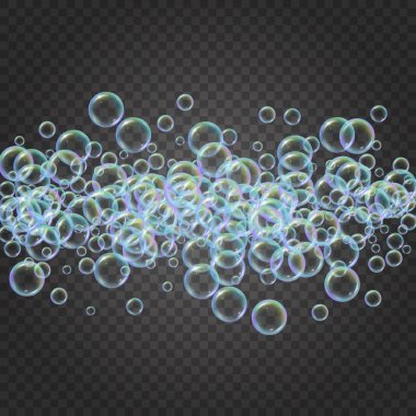 Renkli gerçekçi kabarcıklar köpük şampuan