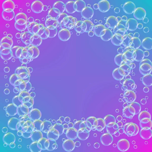 Schampo-skum med färgglada realistiska bubblor — Stock vektor
