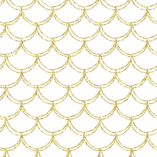 Gouden glitter zeemeermin staart naadloze patroon — Stockvector