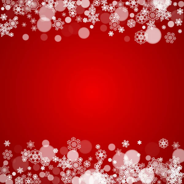 Flocons de neige de Noël sur fond rouge — Image vectorielle