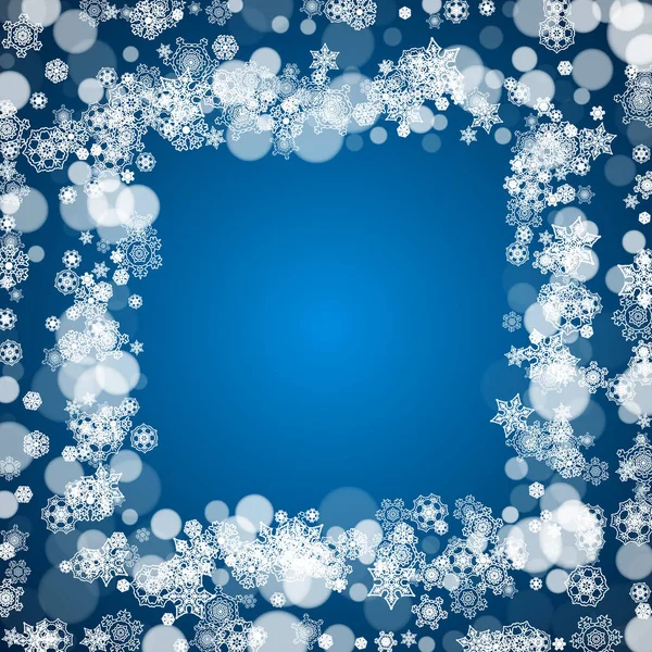 新的一年在蓝色背景上的雪 — 图库矢量图片