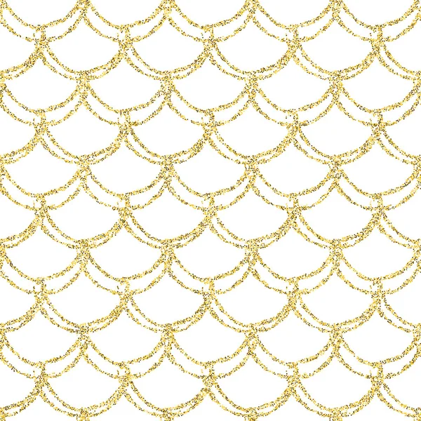 Gold glitzernde Meerjungfrau Schwanz nahtloses Muster — Stockvektor