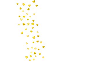Altın glitter kalpler ile kalp çerçeve arka plan. Sevgililer günü. Vektör konfeti. Elle çizilmiş doku.