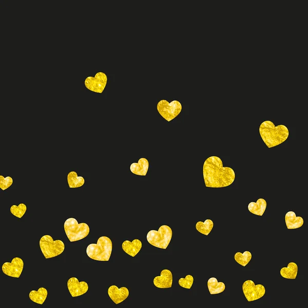 Hart frame achtergrond met gouden glitter hart. De dag van Valentijnskaarten. Vector confetti. Hand getrokken textuur. — Stockvector