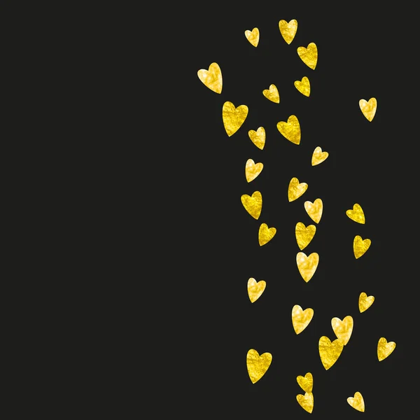 Fundo da moldura do coração com corações de brilho dourado. Dia dos Namorados. Vector confetti. Textura desenhada à mão . —  Vetores de Stock