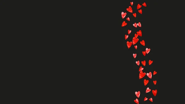 Fondo de marco de corazón con corazones de brillo de oro. Día de San Valentín. Vector confeti. Textura dibujada a mano . — Vector de stock