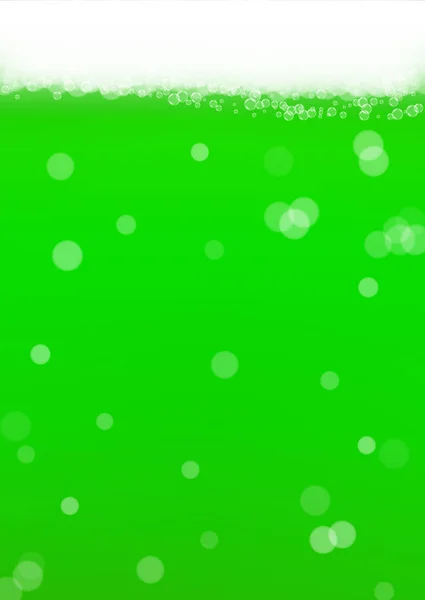 Green beer background for Saint Patricks Day with bubbles and foam. — Stock Vector