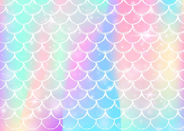 Fondo sirena princesa con patrón de escamas de arco iris kawaii. — Vector de stock