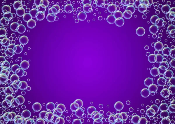 Fizz background with shampoo foam and soap bubbles. — Stock Vector