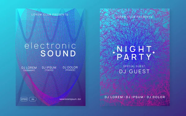 Neon club flyer. Electro dance music. Trance party dj. Electroni — Stock Vector