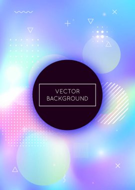 Sıvı, arka planı sıvı dinamik elementlerle şekillendirir. Memphis ile Holografik Bauhaus gradyanı.