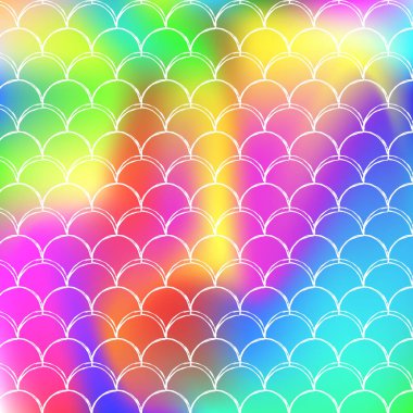 Gradyan denizkızı ile holografik ölçek arkaplanı.