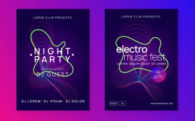 Neon Club broşürü. Elektro dans müziği. Trance parti DJ 'i. Elektronik ses festivali. Tekno olay posteri.
