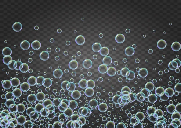 Detergent foam. Soap bath bubble and suds for bathtub. Shampoo. — Stock Vector