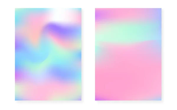 Set copertina olografica con sfondo gradiente ologramma. — Vettoriale Stock