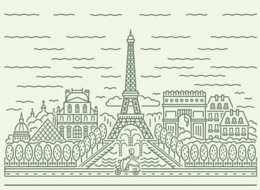 Paris şehir manzarası görünümüyle Eyfel Kulesi, zafer takı, The N