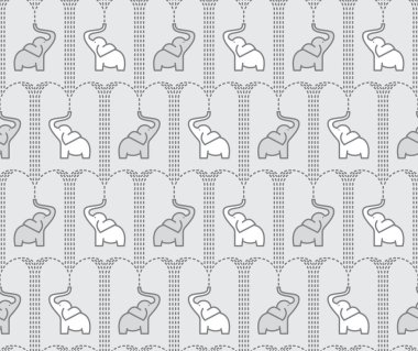 Vektör şirin bebek filler birbirlerine su püskürtme. Deniz