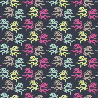 Basit vektör sorunsuz ejderha deseni. Yazdırın. Kumaş tasarımı, duvar kağıdı.