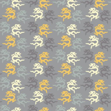 Basit vektör sorunsuz ejderha deseni. Yazdırın. Kumaş tasarımı, duvar kağıdı.