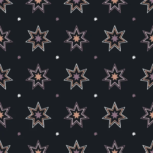 Seamless vector background with decorative stars. Print. Cloth design, wallpaper. — Stock Vector