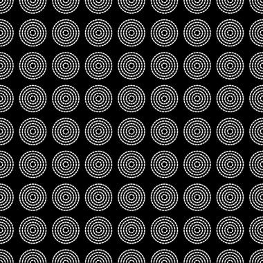 Noktalı halkalar ile Dikişsiz vektör dekoratif arka plan. Yazdırma. Kumaş tasarımı, duvar kağıdı.