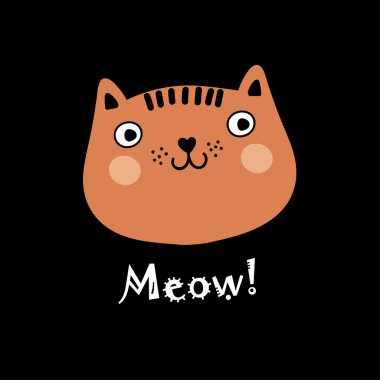 Dekoratif kedi ile tebrik kartı. Vektör çizimi.