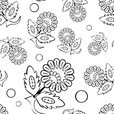 Dekoratif çiçekler ile etnik boho dikişsiz desen. Rusça. Yazdırma. Kumaş tasarımı, duvar kağıdı.