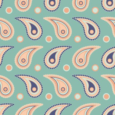 Paisley ile etnik boho sorunsuz desen. Arka planı tekrarlıyorum. Kumaş tasarımı, duvar kağıdı.