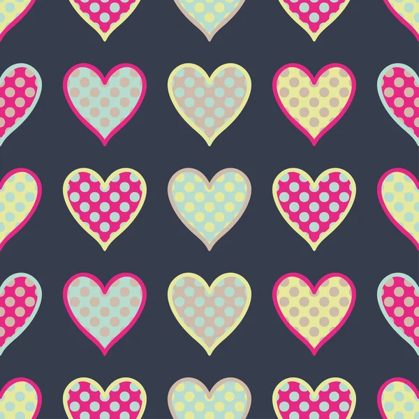 Fondo de vector sin costuras con corazones decorativos. Impresión. Poster Love. Diseño de tela, papel pintado . — Vector de stock