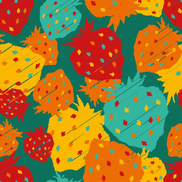 Seamless pattern with decorative strawberries. Fruits. Print. Repeating background. Cloth design, wallpaper. — Stock Vector