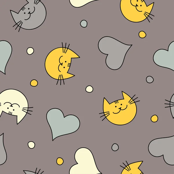 Fondo de vector sin costuras con gatos decorativos. Impresión. Repetir antecedentes. Diseño de tela, papel pintado . — Vector de stock