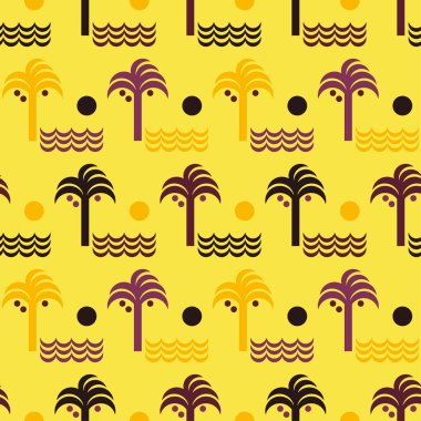 Sorunsuz vektör arka plan deseni palmiye ağaçları ile. Yazdırın. Yinelenen arka plan. Kumaş tasarımı, duvar kağıdı.