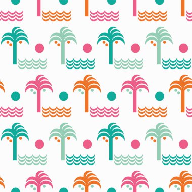 Sorunsuz vektör arka plan deseni palmiye ağaçları ile. Yazdırın. Yinelenen arka plan. Kumaş tasarımı, duvar kağıdı.