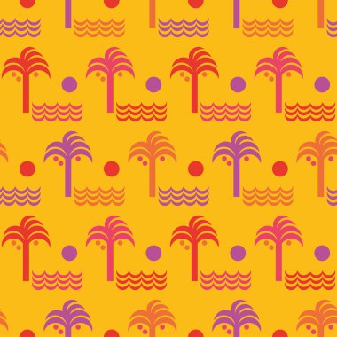 Sorunsuz vektör arka plan deseni palmiye ağaçları ile. Yazdırın. Yinelenen arka plan. Kumaş tasarımı, duvar kağıdı.