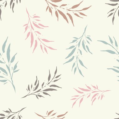 Dekoratif branche ve yaprakları ile sorunsuz vektör arka plan. Yazdırın. Kumaş tasarımı, duvar kağıdı.