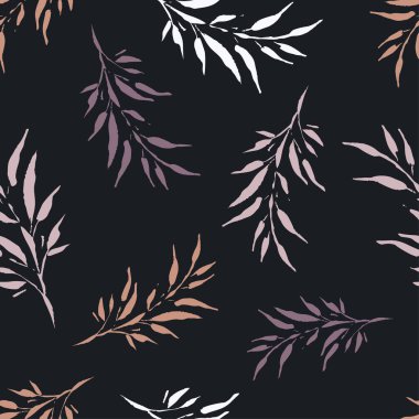 Dekoratif branche ve yaprakları ile sorunsuz vektör arka plan. Yazdırın. Kumaş tasarımı, duvar kağıdı.