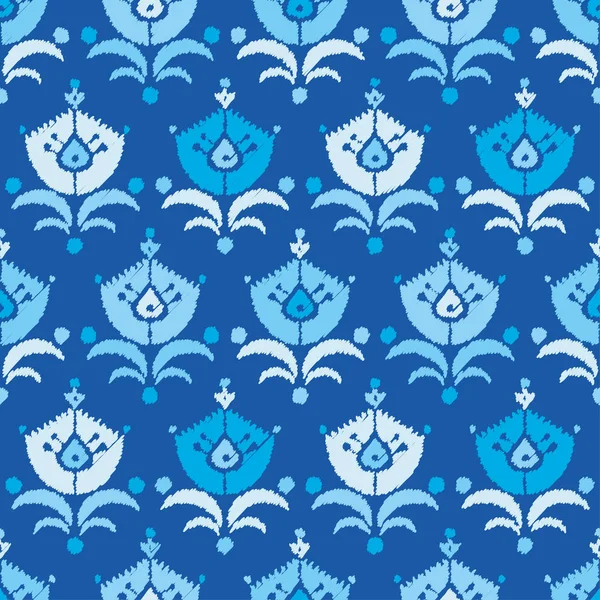 Boho étnico padrão de flores sem costura. Ikat. Imprimir. Repetindo fundo. Design de pano, papel de parede . — Vetor de Stock