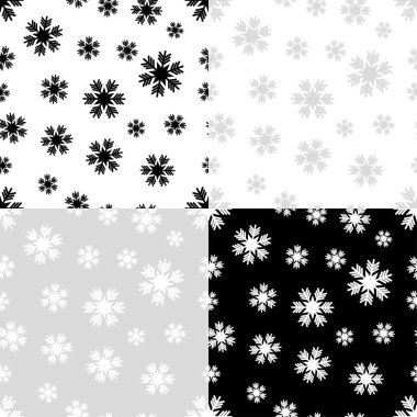 4 sorunsuz arka planlar ile kar taneleri kümesi. Kış. Yazdırın. Yinelenen arka plan. Kumaş tasarımı, duvar kağıdı.