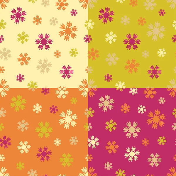 Conjunto de 4 fundos sem costura com flocos de neve. Inverno. Imprimir. Repetindo fundo. Design de pano, papel de parede . — Vetor de Stock