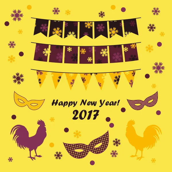 Poster Happy New Year! Vector illustration. Greeting card. — Stock Vector