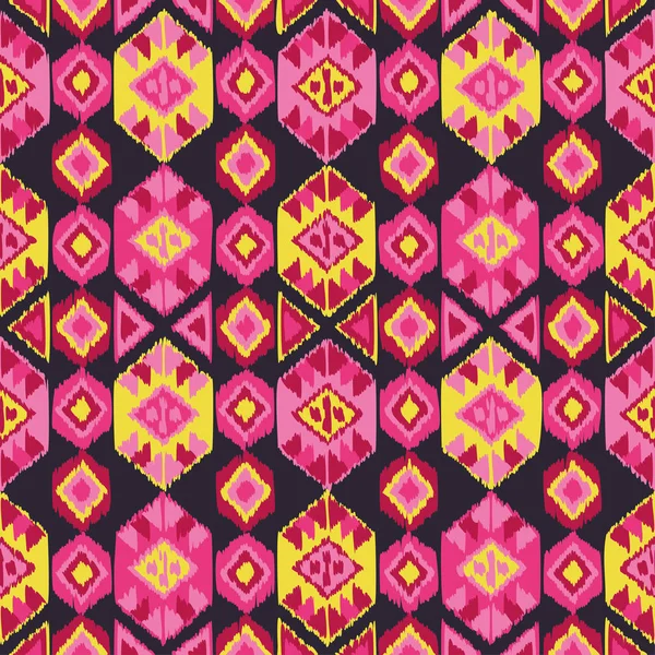 Modèle sans couture boho ethnique. Ikat. Une empreinte. Contexte répété. Conception de tissu, papier peint . — Image vectorielle