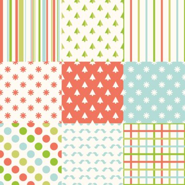 9 kış tatil arka planlar kümesi. Yazdırın. Yinelenen arka plan. Kumaş tasarımı, duvar kağıdı.