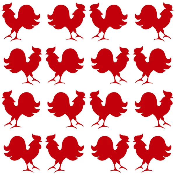 装飾的な鶏とのシームレスなベクトルの背景。印刷します。布のデザイン、壁紙. — ストックベクタ