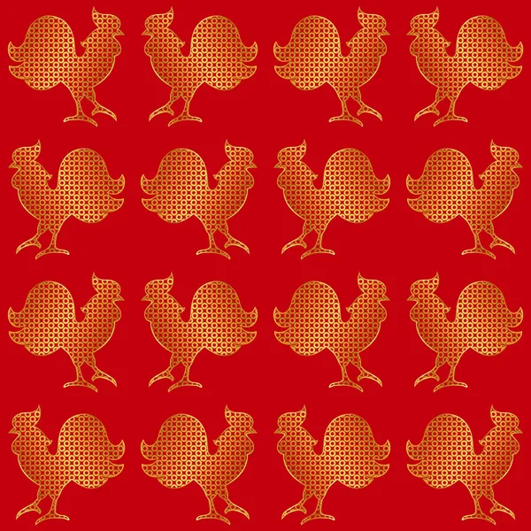 Seamless vector background with decorative roosters. Print. Cloth design, wallpaper. — Stock Vector