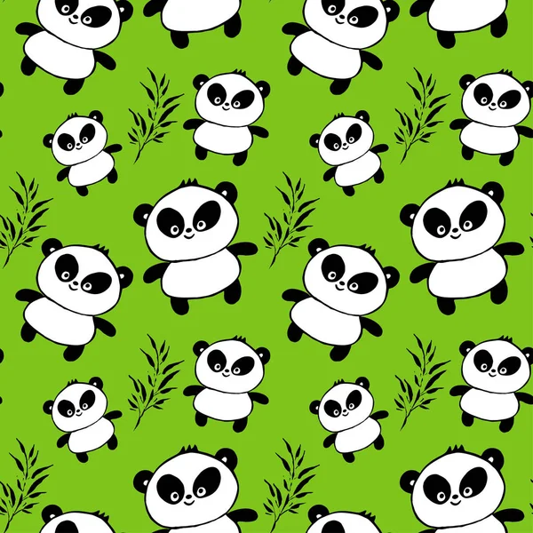 Naadloze decoratieve vector achtergrond met Panda's. Afdrukken. Doek ontwerp, behang, verpakking van papier. — Stockvector