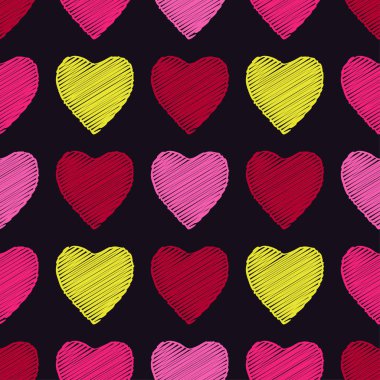 Sorunsuz vektör arka plan dekoratif yürekleri. Yazdırın. Kumaş tasarımı, duvar kağıdı.