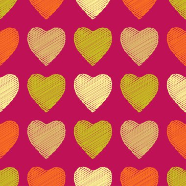 Sorunsuz vektör arka plan dekoratif yürekleri. Yazdırın. Kumaş tasarımı, duvar kağıdı.