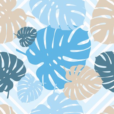 Sorunsuz vektör arka plan dekoratif yaprakları ile. Palmiye yaprakları. Yazdırın. Kumaş tasarımı, duvar kağıdı.