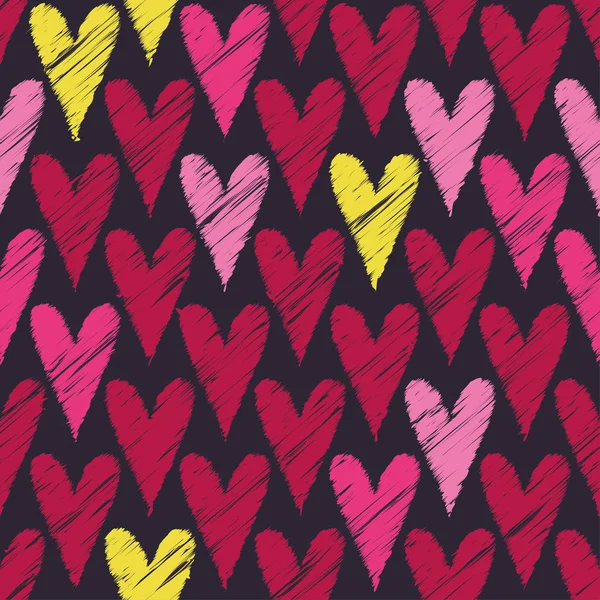 Fondo de vector sin costuras con corazones decorativos. Día de San Valentín. Impresión. Diseño de tela, papel pintado . — Vector de stock